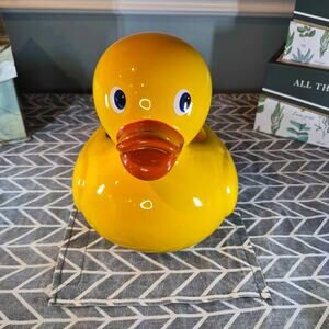 Vintage Teleflora Ceramic Yellow Rubber Ducky Baby Shower Vase 9"x9"